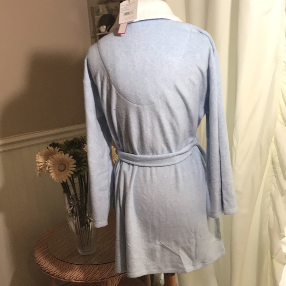 NWT POWDER BLUE ROBE SHAWL COLLAR TIE BELT. SMALL - Picture 4 of 8